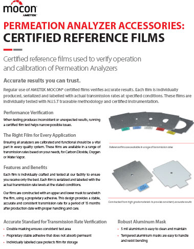 Permeation Analyzer Accessories: Certified Reference Films