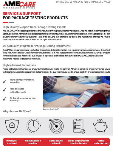 Cover AMECare Service & Support for Package Testing Products